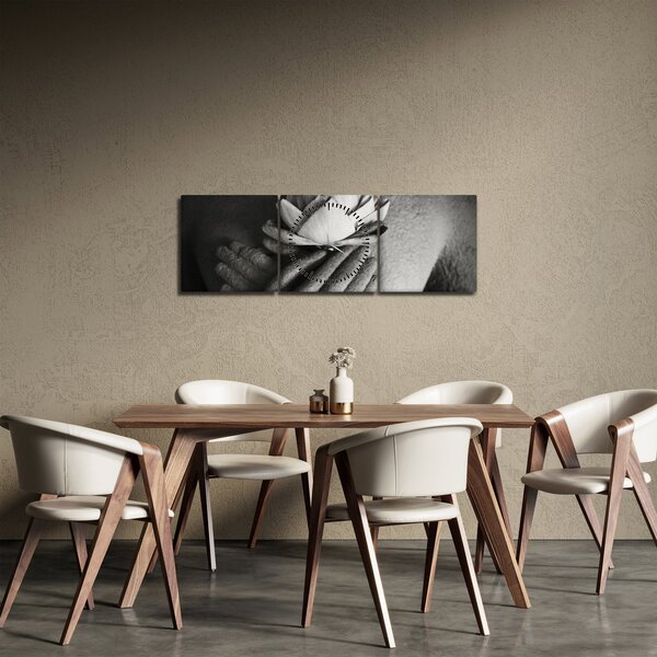 Obraz - Lotos v rukou Buddhy (s hodinami) (90x30 cm)