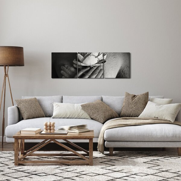 Obraz - Lotos v rukou Buddhy (s hodinami) (90x30 cm)