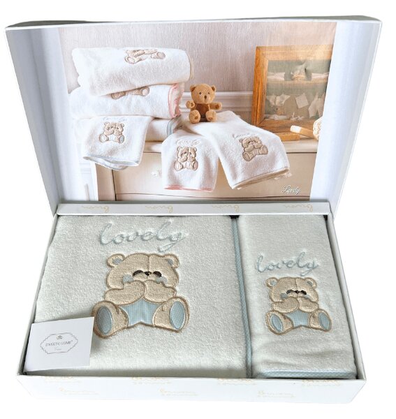 Dětská dárková sada ručník a osuška LOVELY, 2 ks - Bílá / Růžová, Tivolyo Home