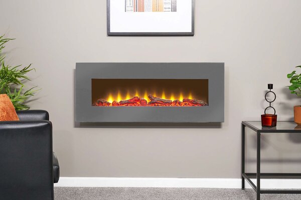 Sureflame WM-9505 Elektrický nástěnný krb s dálkovým ovládáním v šedé barvě, 42 palců