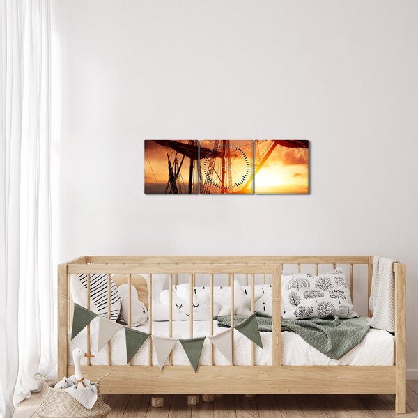 Obraz - Starověká pirátská loď (s hodinami) (90x30 cm)