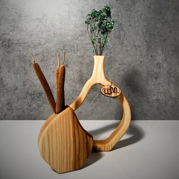 Wooden Mooden Nízké dřevěné vázy Elegance - sada Materiál: Dub