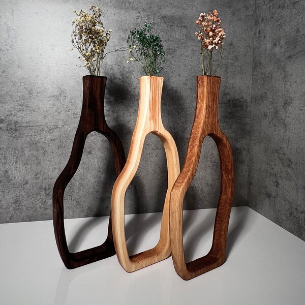 Wooden Mooden Vysoké dřevěné vázy Elegance - sada Materiál: Dub