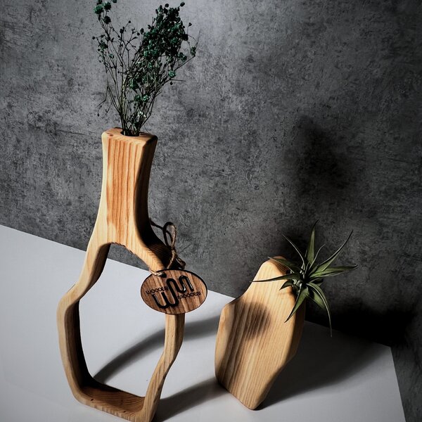 Wooden Mooden Vysoké dřevěné vázy Elegance - sada Materiál: Dub