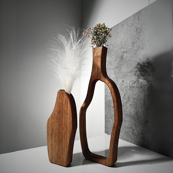 Wooden Mooden Vysoké dřevěné vázy Elegance - sada Materiál: Dub