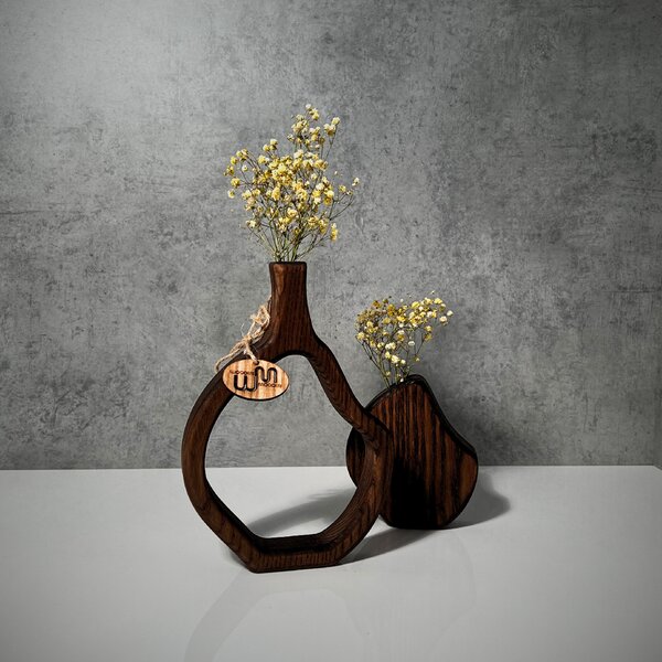 Wooden Mooden Nízké dřevěné vázy Elegance - sada Materiál: Dub
