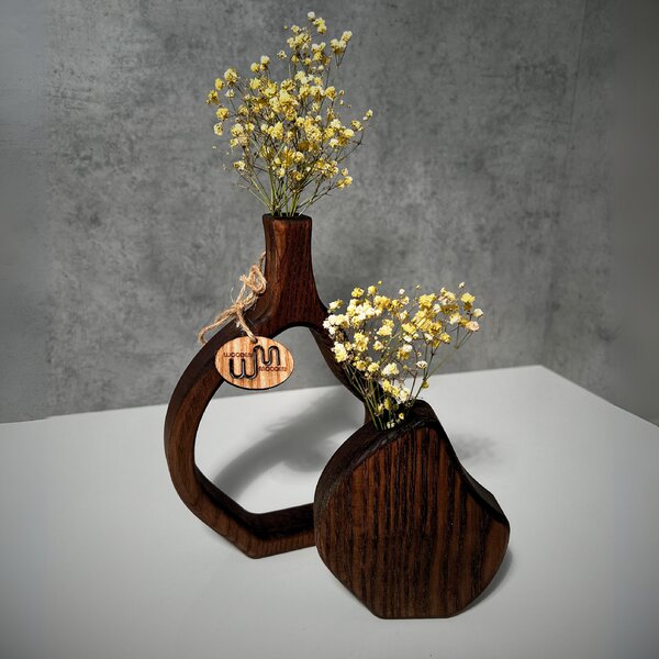 Wooden Mooden Nízké dřevěné vázy Elegance - sada Materiál: Dub