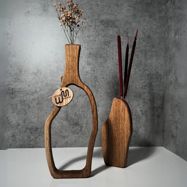 Wooden Mooden Vysoké dřevěné vázy Elegance - sada Materiál: Dub