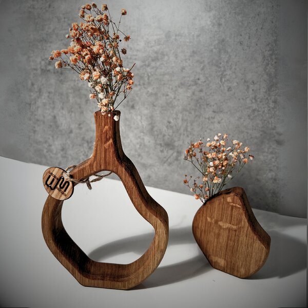 Wooden Mooden Nízké dřevěné vázy Elegance - sada Materiál: Dub