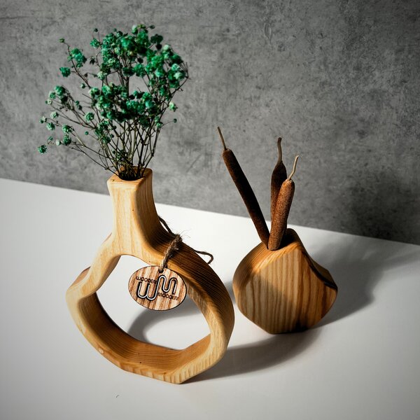 Wooden Mooden Nízké dřevěné vázy Elegance - sada Materiál: Dub
