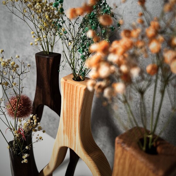 Wooden Mooden Vysoké dřevěné vázy Elegance - sada Materiál: Dub
