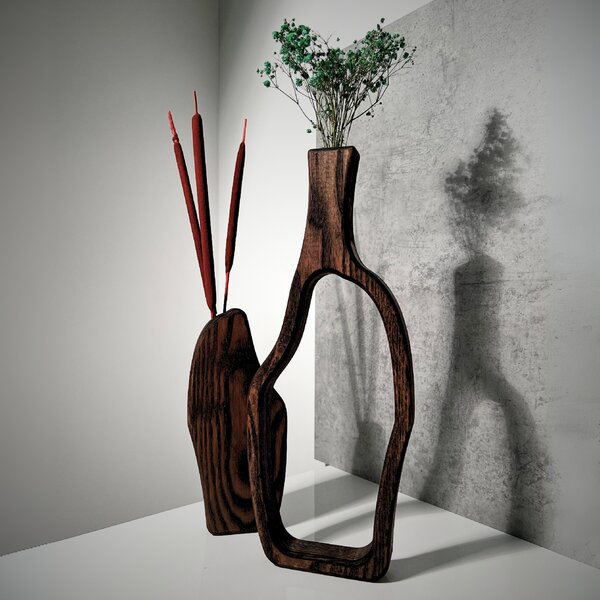 Wooden Mooden Vysoké dřevěné vázy Elegance - sada Materiál: Dub