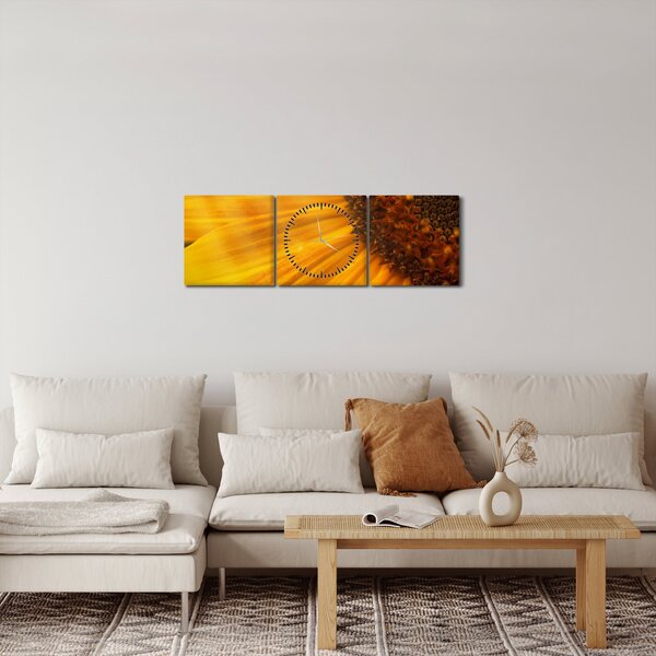 Obraz - Slunečnice (s hodinami) (90x30 cm)