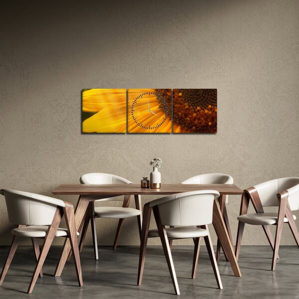Obraz - Slunečnice (s hodinami) (90x30 cm)