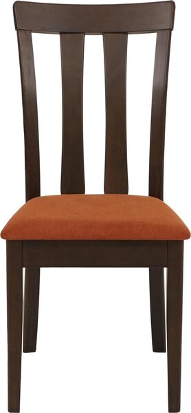 Sada 6 židlí do jídelny HWC-G46, kuchyňská židle Židle, látka/textil masiv tmavý rám, oranžová barva