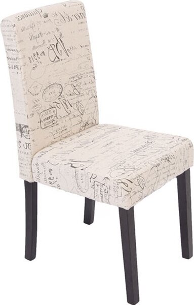 Sada 6 židlí do jídelny Kuchyňská židle Littau textil s nápisem, krémová, tmavé nohy