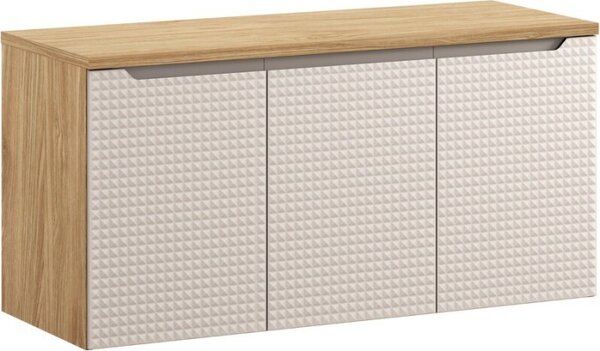 Comad Závěsná skříňka Luxor Beige s deskou a umyvadly 120 cm dub olejovaný/béžová