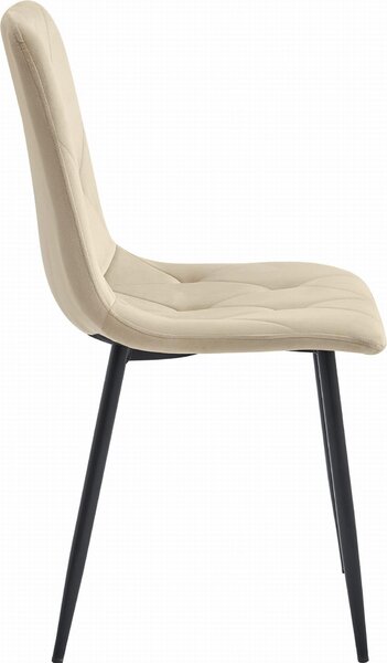 Židle Valora LIBRA Cool Beige Velvet Black Nohy Sada 3 židlí | Sada 3 židlí s béžovým odstínem a černým kontrastem