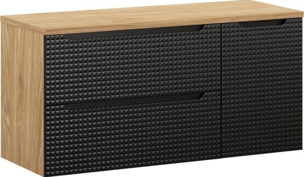 Comad Koupelnová sestava Luxor Black Cloud se skříňkami a umyvadlem 120 cm černá/dub olejovaný