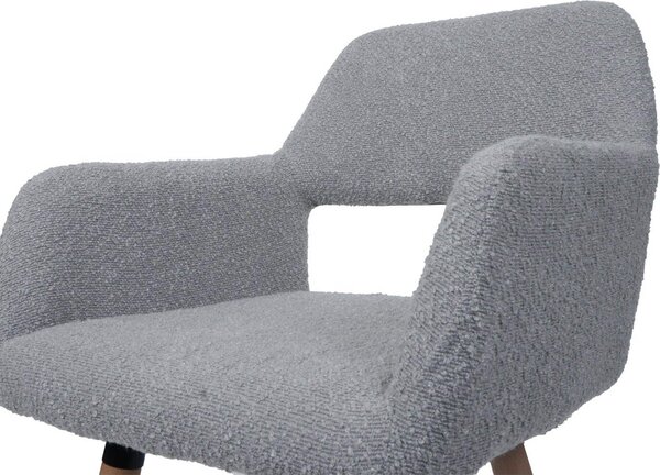 Jídelní židle HWC-A50 II, židle kuchyňská židle čalouněná židle, dřevo látka/textil bouclé (450g/m²) šedá