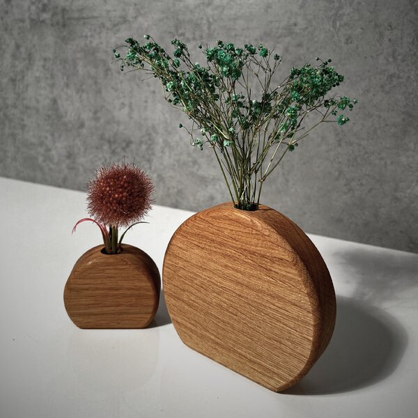 Wooden Mooden Sada dřevěných kulatých váz Materiál: Dub