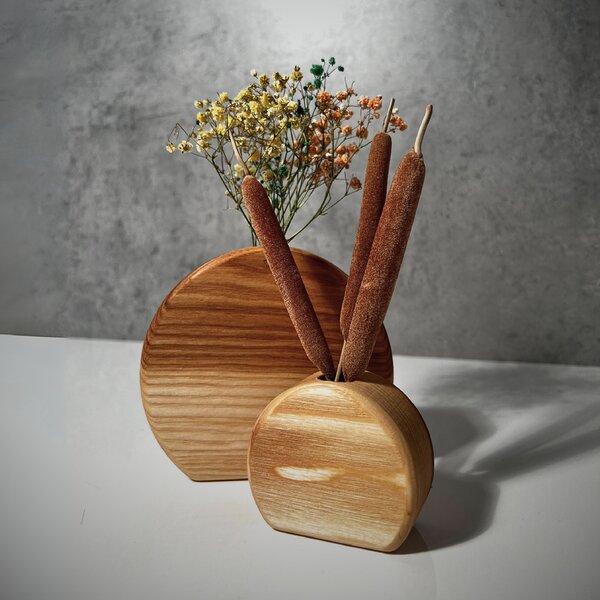 Wooden Mooden Sada dřevěných kulatých váz Materiál: Dub