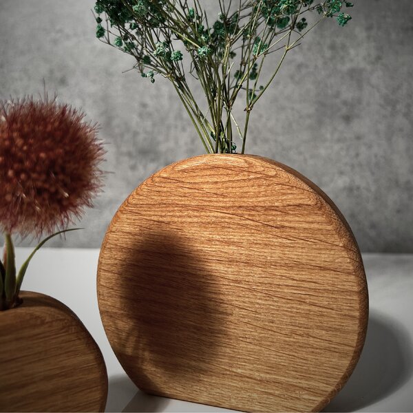 Wooden Mooden Sada dřevěných kulatých váz Materiál: Dub