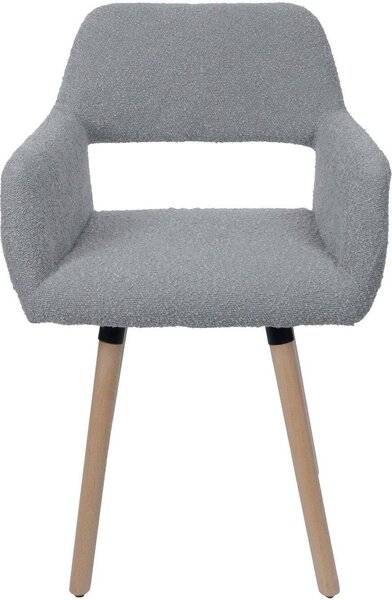 Jídelní židle HWC-A50 II, židle kuchyňská židle čalouněná židle, dřevo látka/textil bouclé (450g/m²) šedá