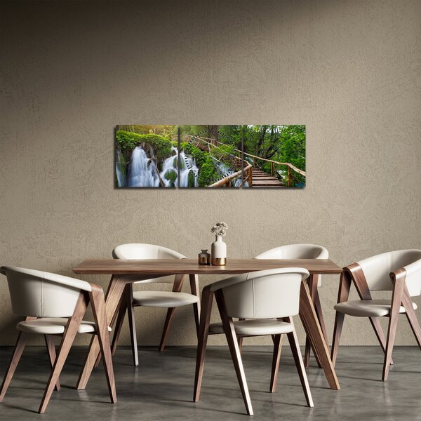 Obraz - Plitvická jezera (s hodinami) (90x30 cm)