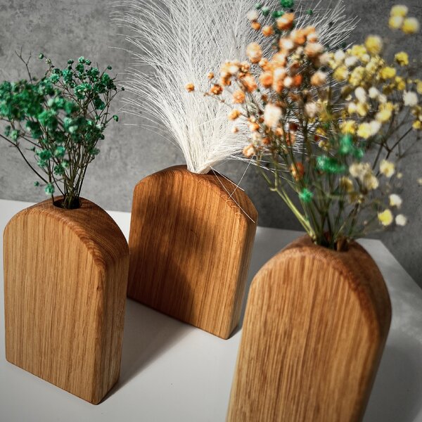 Wooden Mooden Sada tří dřevěných váz Simple Materiál: Dub