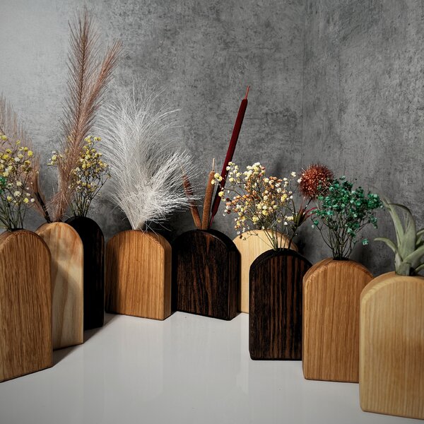Wooden Mooden Sada tří dřevěných váz Simple Materiál: Dub