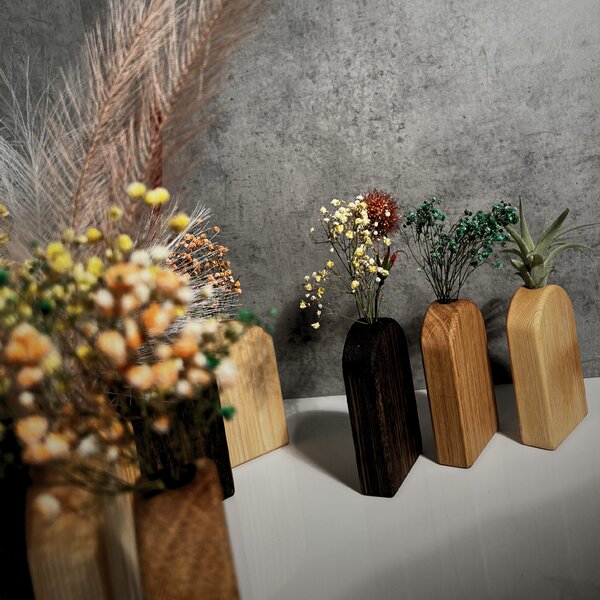 Wooden Mooden Sada tří dřevěných váz Simple Materiál: Dub