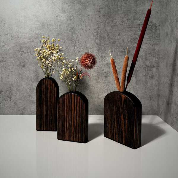 Wooden Mooden Sada tří dřevěných váz Simple Materiál: Dub