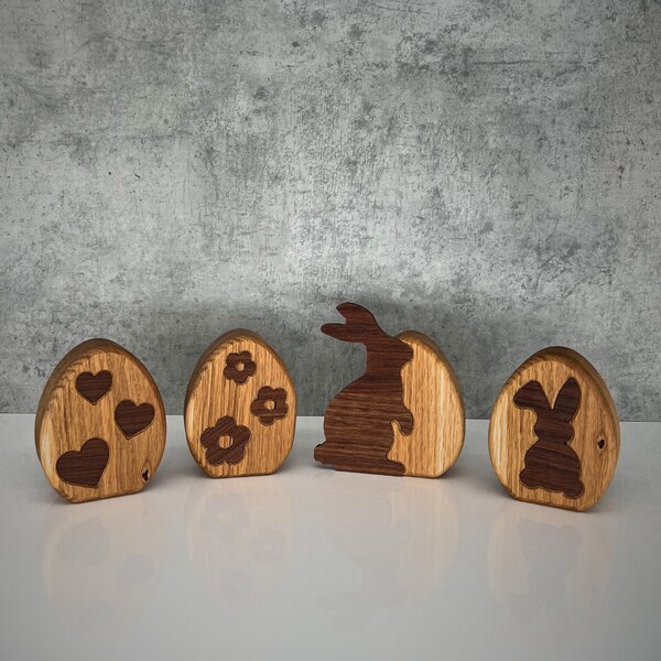 Wooden Mooden Dřevěná velikonoční vajíčka z dubu a amerického ořechu Vzor: 4