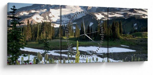Obraz - Mount Rainier (s hodinami) (90x30 cm)
