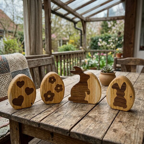 Wooden Mooden Dřevěná velikonoční vajíčka z dubu a amerického ořechu Vzor: 4