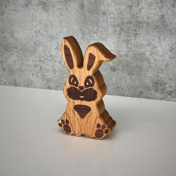 Wooden Mooden Dřevěná zvířátka: Zajíc, medvěd, sova z dubu a amerického ořechu Zvířátko: Zajíc