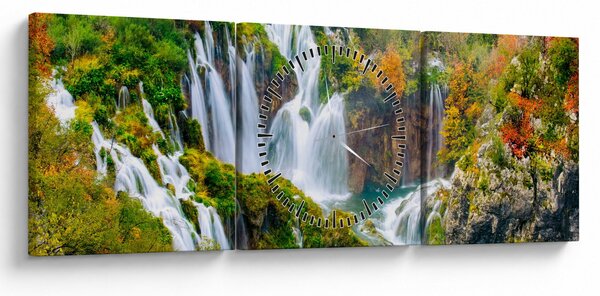 Obraz - Národní park Plitvická jezera (s hodinami) (90x30 cm)