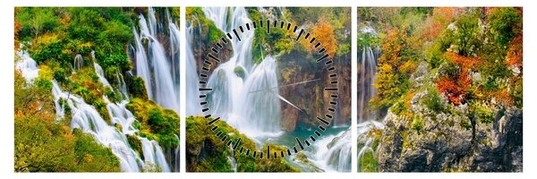 Obraz - Národní park Plitvická jezera (s hodinami) (90x30 cm)
