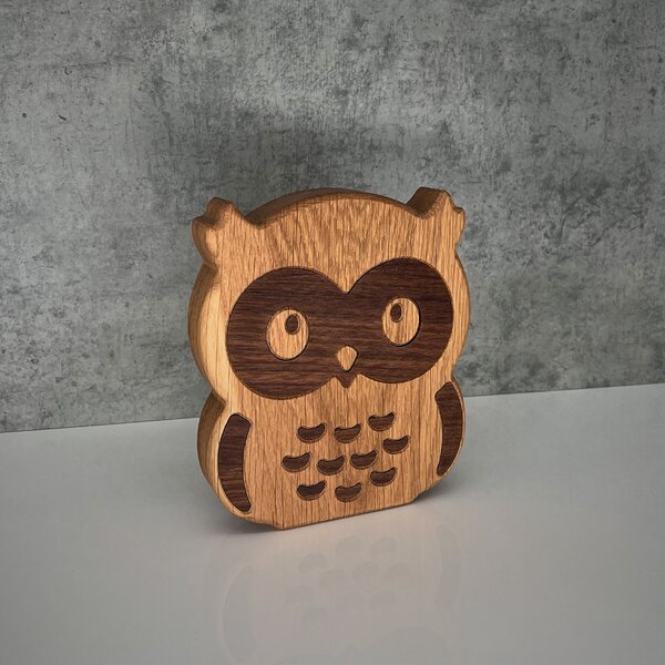 Wooden Mooden Dřevěná zvířátka: Zajíc, medvěd, sova z dubu a amerického ořechu Zvířátko: Zajíc