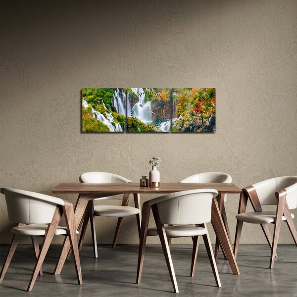 Obraz - Národní park Plitvická jezera (s hodinami) (90x30 cm)