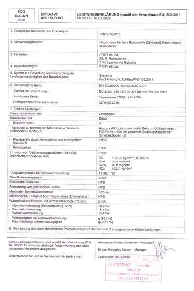 Sporák na dřevo s kotlovou troubou 15+5 kW Prity FGW15