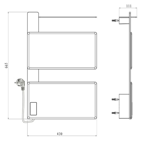 Mereo, Mereo Elektrický sušák ručníků, 2 moduly, černý, MER-MT81B