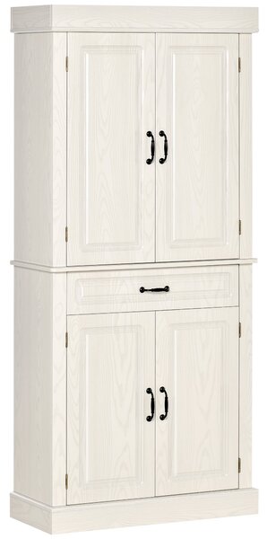 HOMCOM Kuchaňský Skříňka se 2 Skříněmi a Zásuvkou, Dřevěná Kávová Skříňka v Koloniálním Stylu, 80x35x180cm Bílá | Aosom