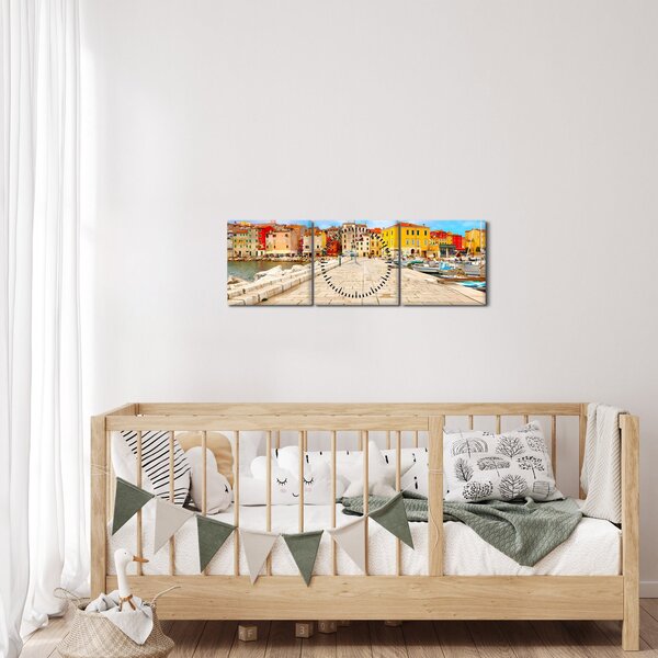 Obraz - Staré istrijské město v Poreči, Chorvatsko (s hodinami) (90x30 cm)