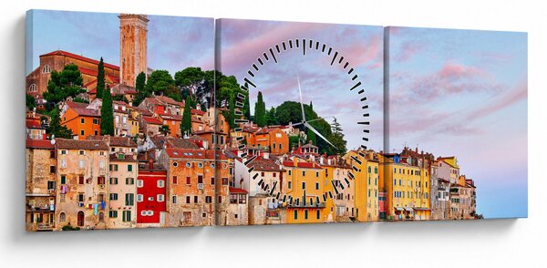 Obraz - Rovinj, Chorvatsko (s hodinami) (90x30 cm)
