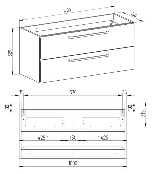 Mereo, Mereo Bino, koupelnová skříňka 120 cm, bílá, MER-CN663SN