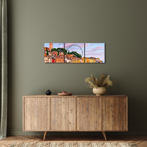 Obraz - Rovinj, Chorvatsko (s hodinami) (90x30 cm)