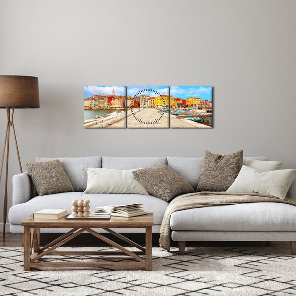 Obraz - Staré istrijské město v Poreči, Chorvatsko (s hodinami) (90x30 cm)