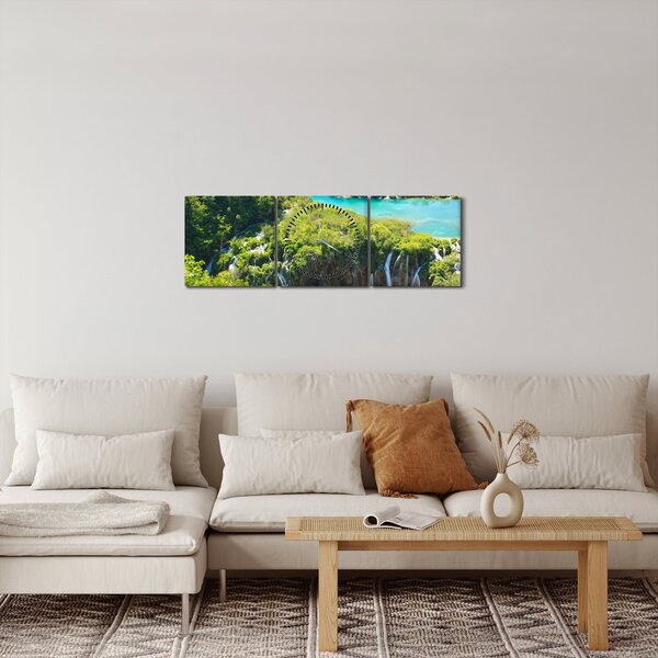 Obraz - Vodopády (s hodinami) (90x30 cm)